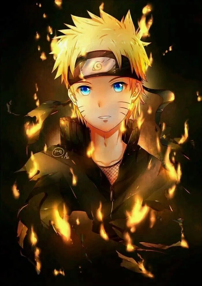 Sức mạnh hòa quyện qua hình Naruto và Cửu Vĩ nổi bật.