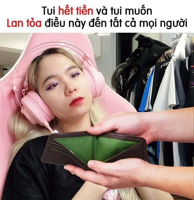 Lấy tiền lau nước mắt meme thể hiện sự đáng yêu khi bạn cần tiền để xoa dịu nỗi buồn.