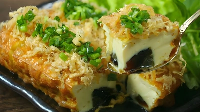 Đậu phụ hấp trứng bắc thảo thanh đạm bổ dưỡng