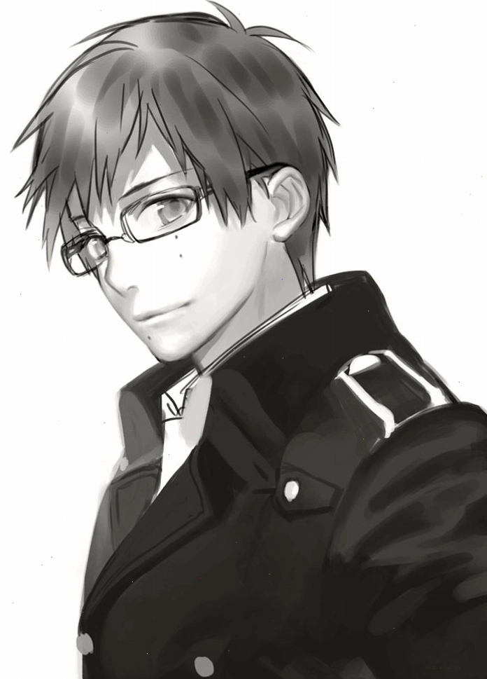 Ảnh anime boy đen trắng đẹp nhất, nam đeo kính thể hiện sự thông minh