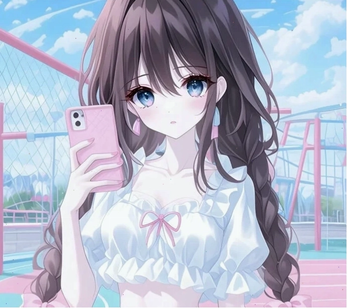 Ảnh anime cô gái đẹp với đôi mắt to tròn và biểu cảm đáng yêu