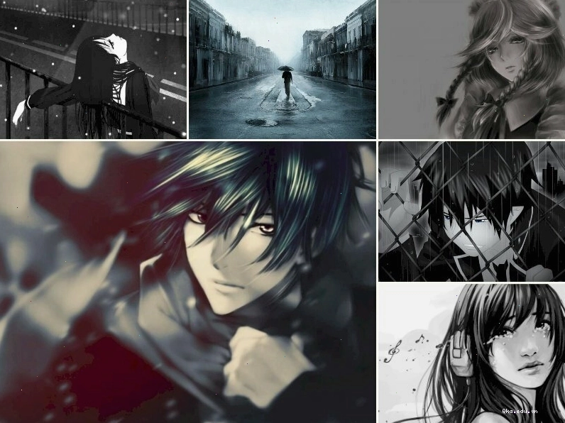 Ảnh anime đen trắng hiếm với biểu cảm buồn sâu lắng