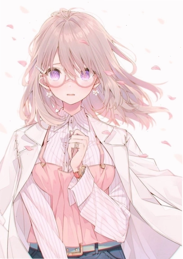 Ảnh anime nữ đeo kính, có thể điều chỉnh làm mờ hậu cảnh