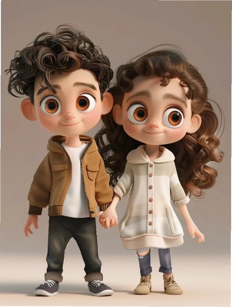 Ảnh cặp đôi chibi dễ thương thể hiện tình cảm