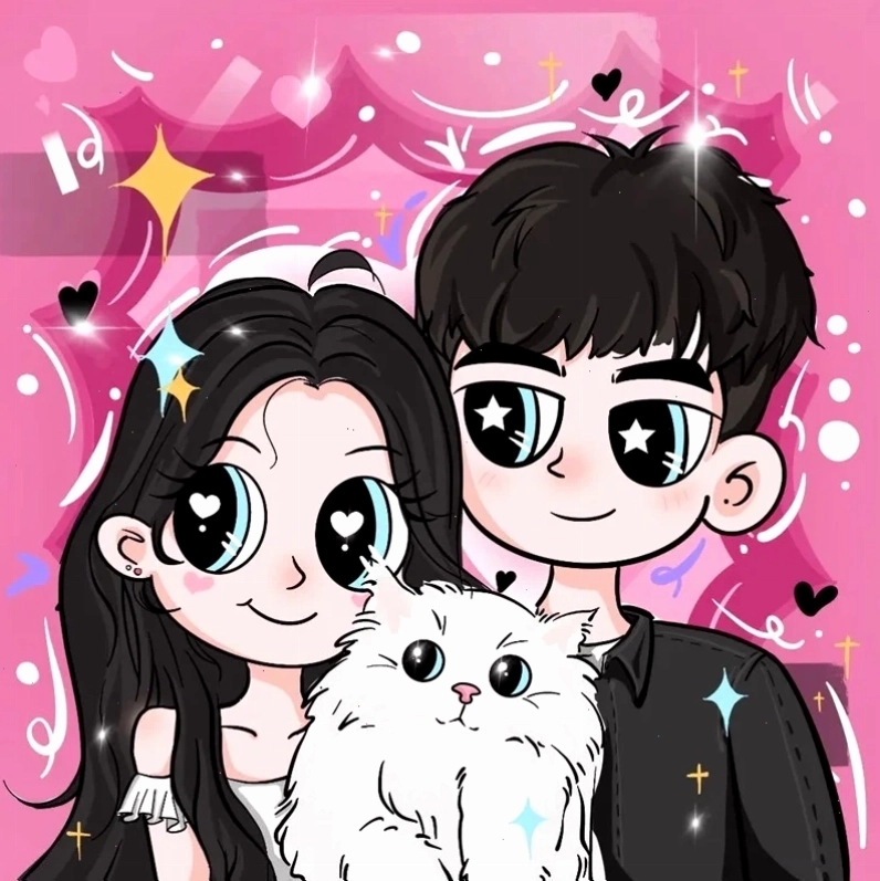 Ảnh cặp đôi chibi với phong cách đơn giản