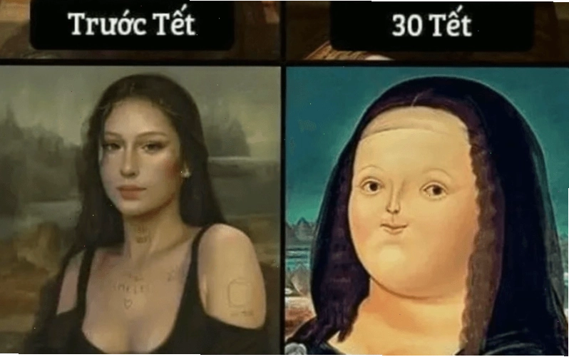 Ảnh meme tết hài hước về vấn đề tăng cân ngày Tết