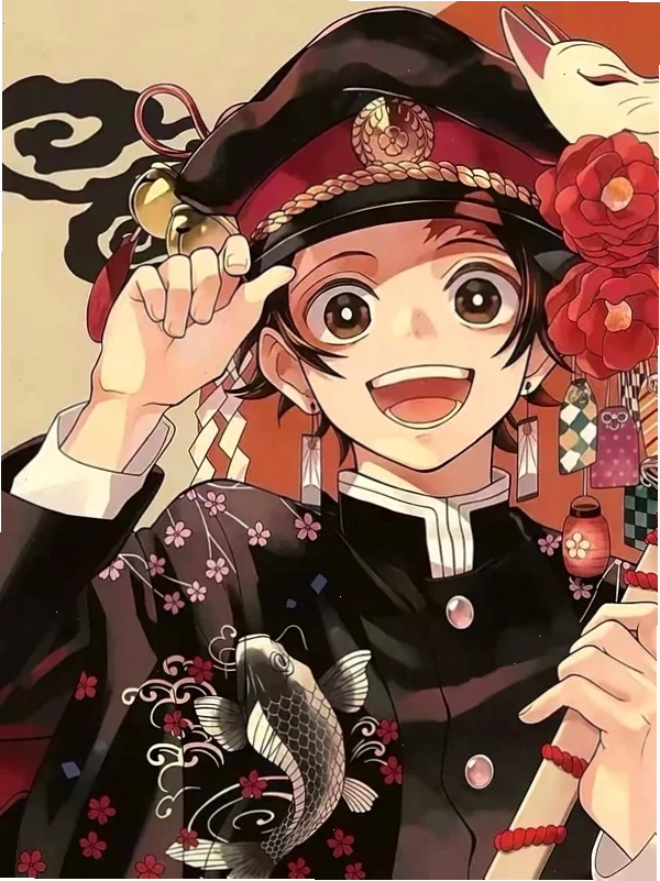 Ảnh Tanjiro chibi dễ thương đang vui đùa