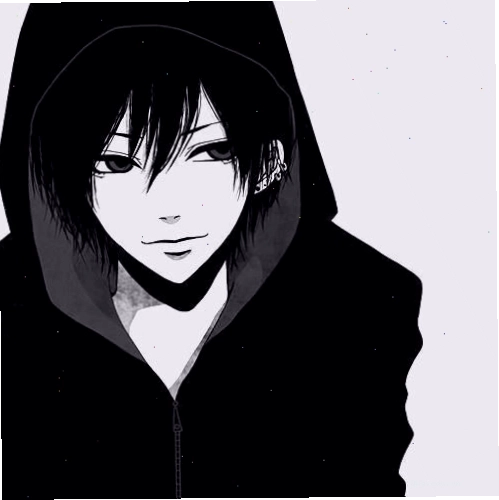 Anime boy đen trắng nam đội mũ, tạo hình ấn tượng và có chút bí ẩn
