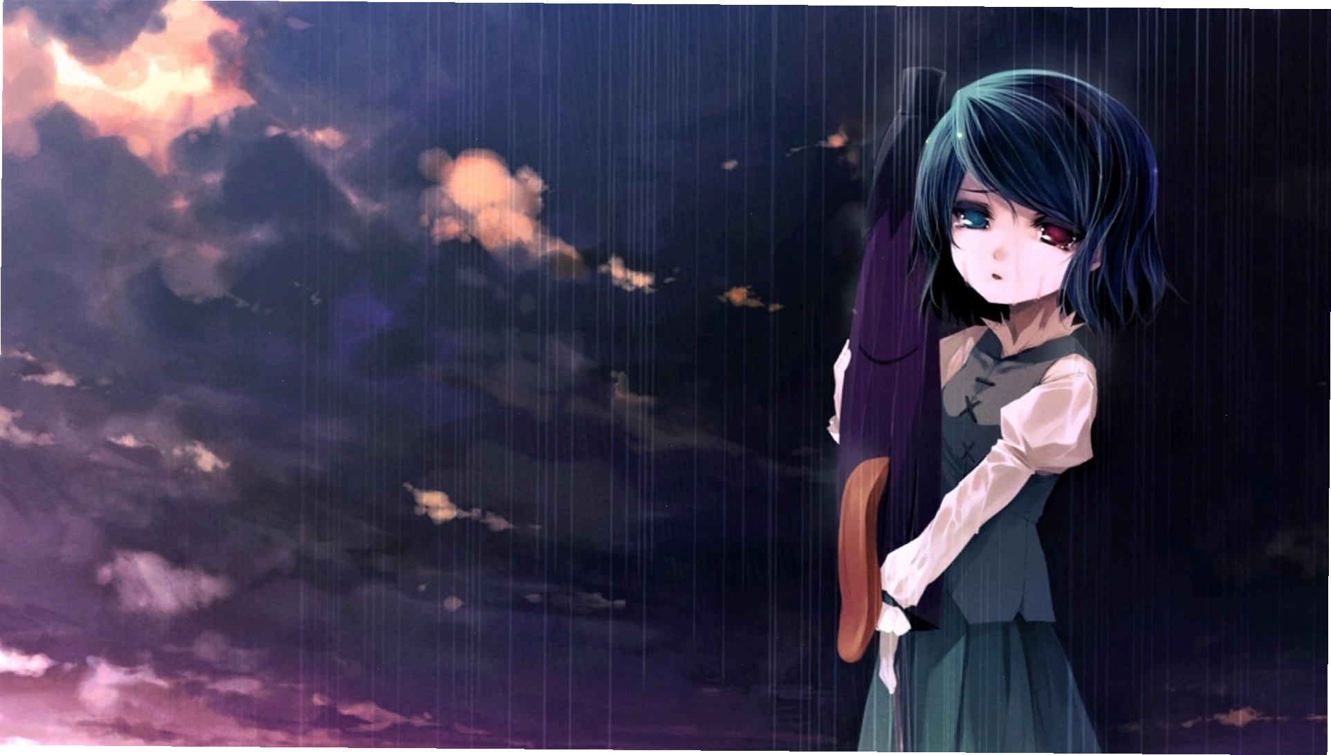 Anime cô gái mệt mỏi, cảm giác cô đơn hiện rõ trên gương mặt
