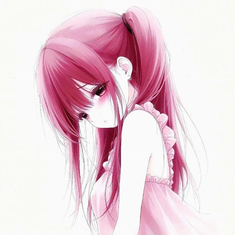 Avatar anime nữ tóc hồng cute với đôi mắt to tròn long lanh