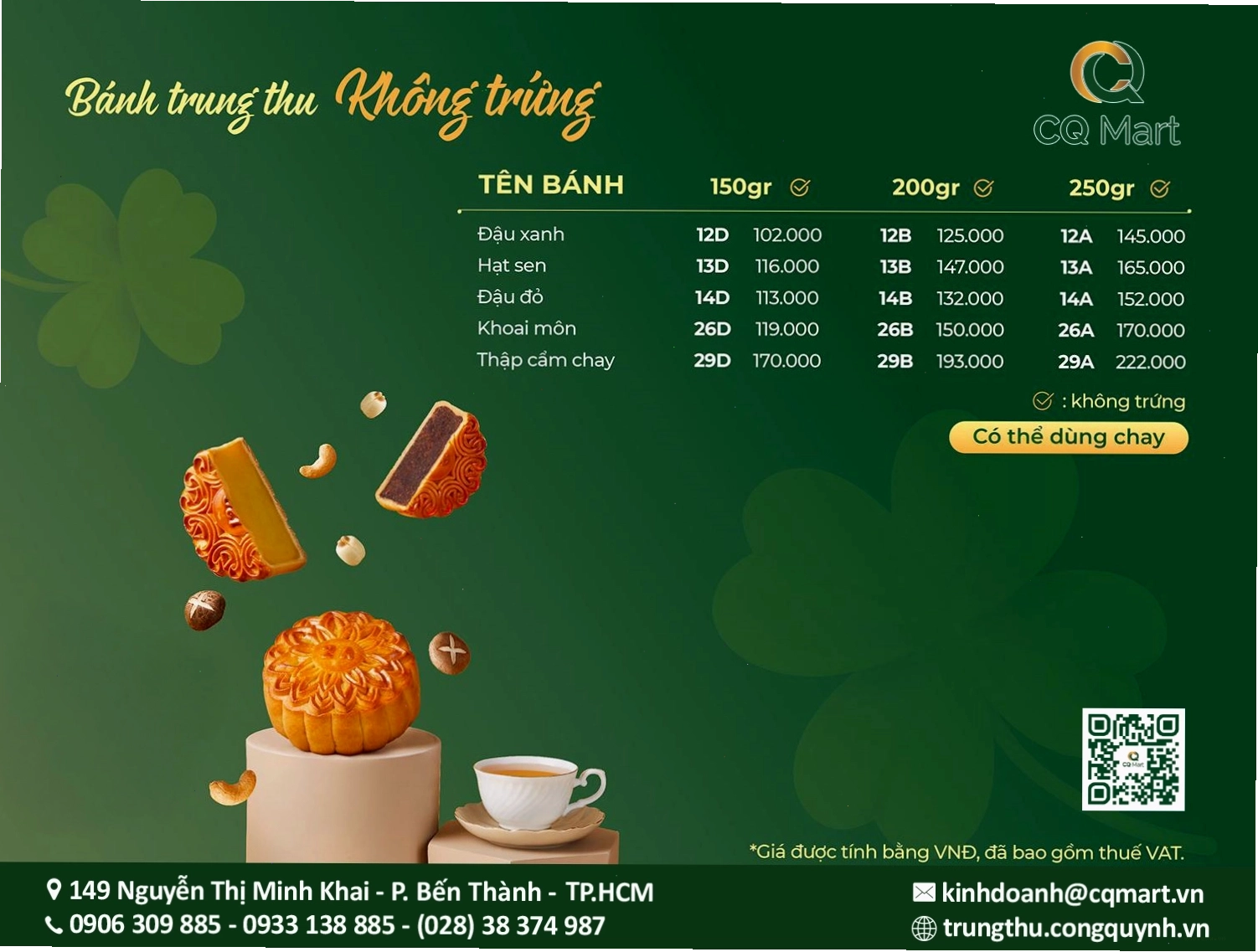 Bảng giá bánh trung thu Givral