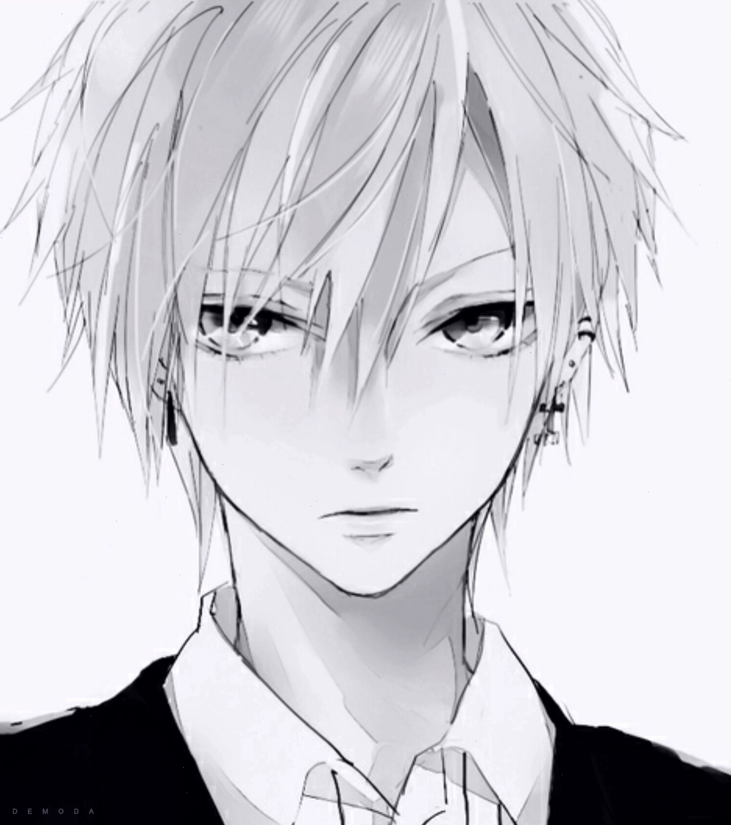 Bức ảnh anime trắng đen buồn đầy cảm xúc