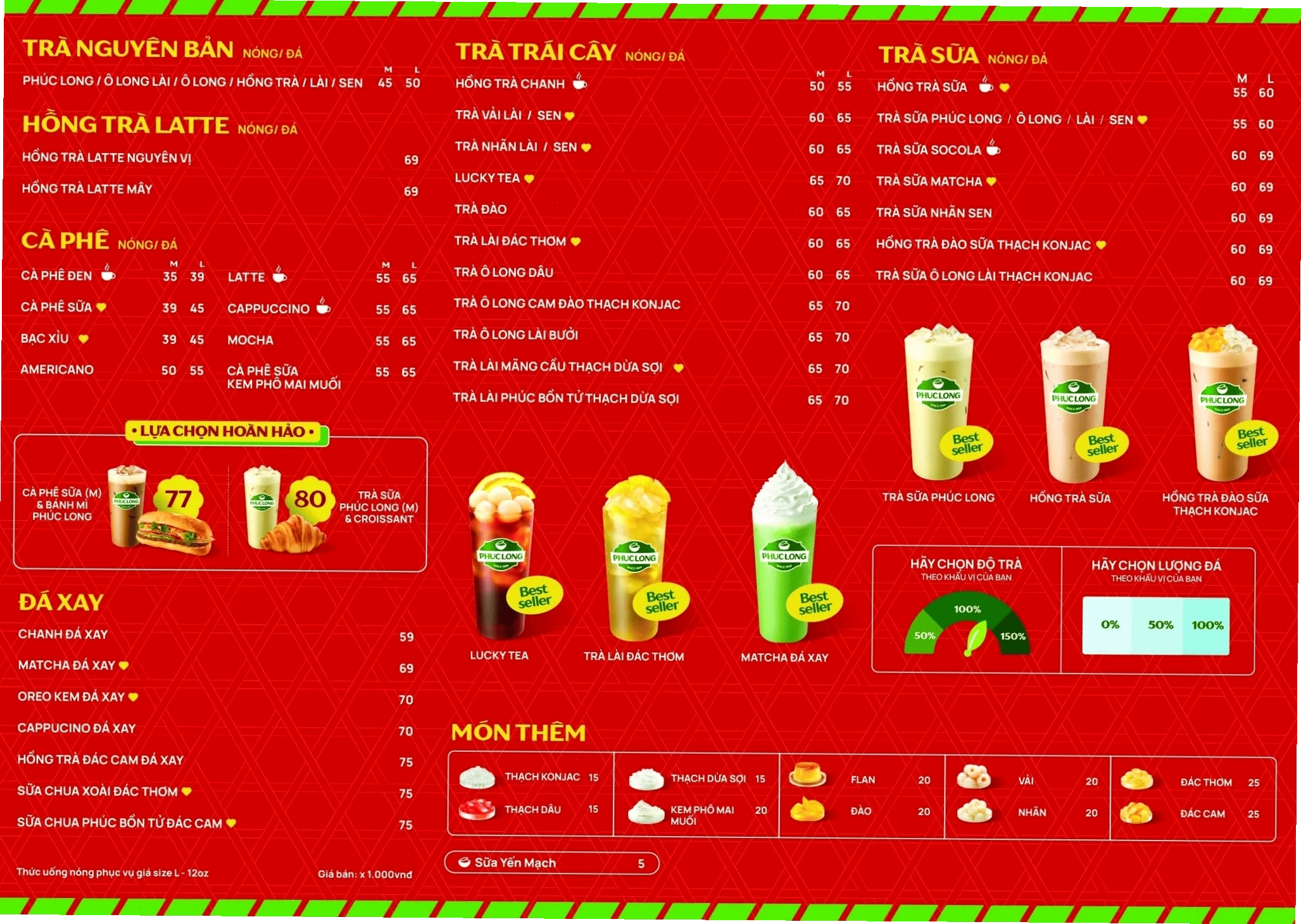 Cập nhật menu Phúc Long đầy đủ kèm giá chi tiết tết 2026
