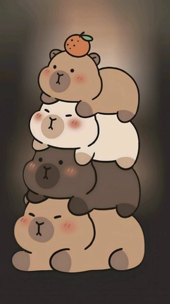 Capybara chồng chất trong bóng tối đầy ấm cúng, thể hiện sự hài hước và đáng yêu