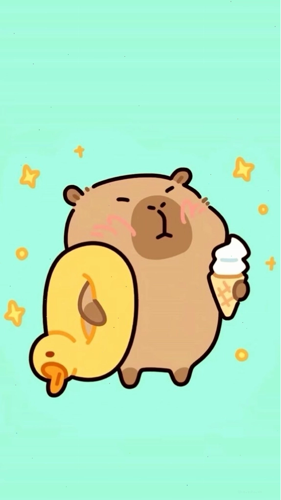 Capybara cõng vịt vàng, vô tri trên nền xanh làm avatar