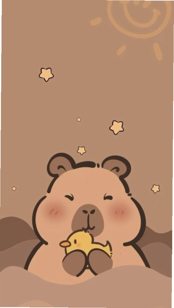 Capybara ôm chú vịt vàng, vẻ mặt vẫn đơ