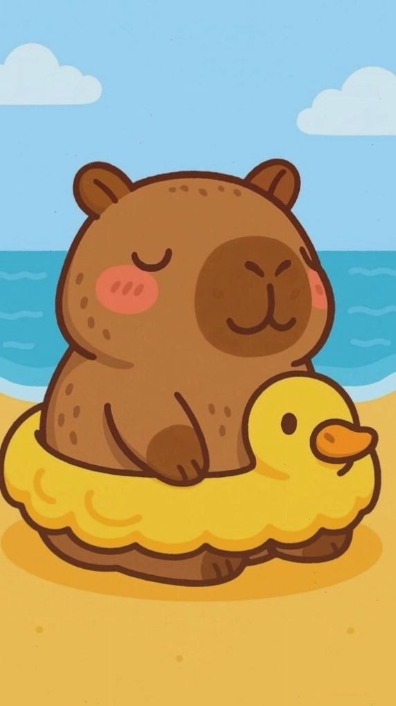Capybara thư giãn tắm biển, avatar vui vẻ