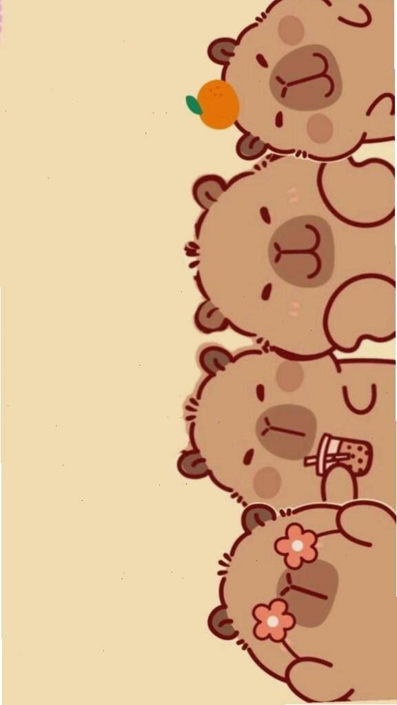 Capybara xếp hàng vô tri, đáng yêu