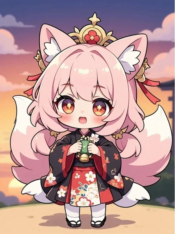 Chibi cô gái với phong cách fantasy