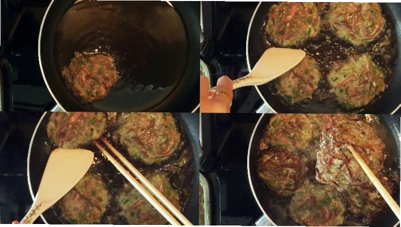 Chiên chả rươi cho vàng đều