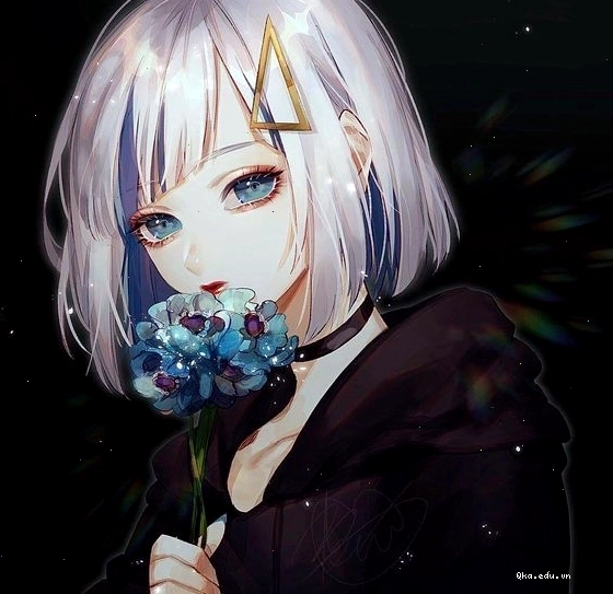 Cô gái anime với hiệu ứng ánh sáng huyền ảo trên nền tối