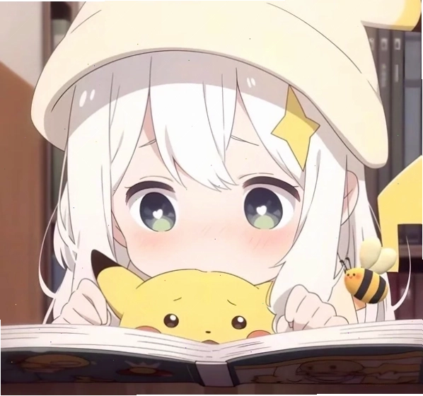 Cô gái chibi dễ thương với mái tóc hồng và đôi mắt to tròn