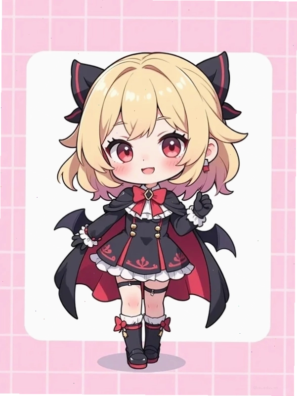 Cô gái chibi với trang phục học sinh đáng yêu