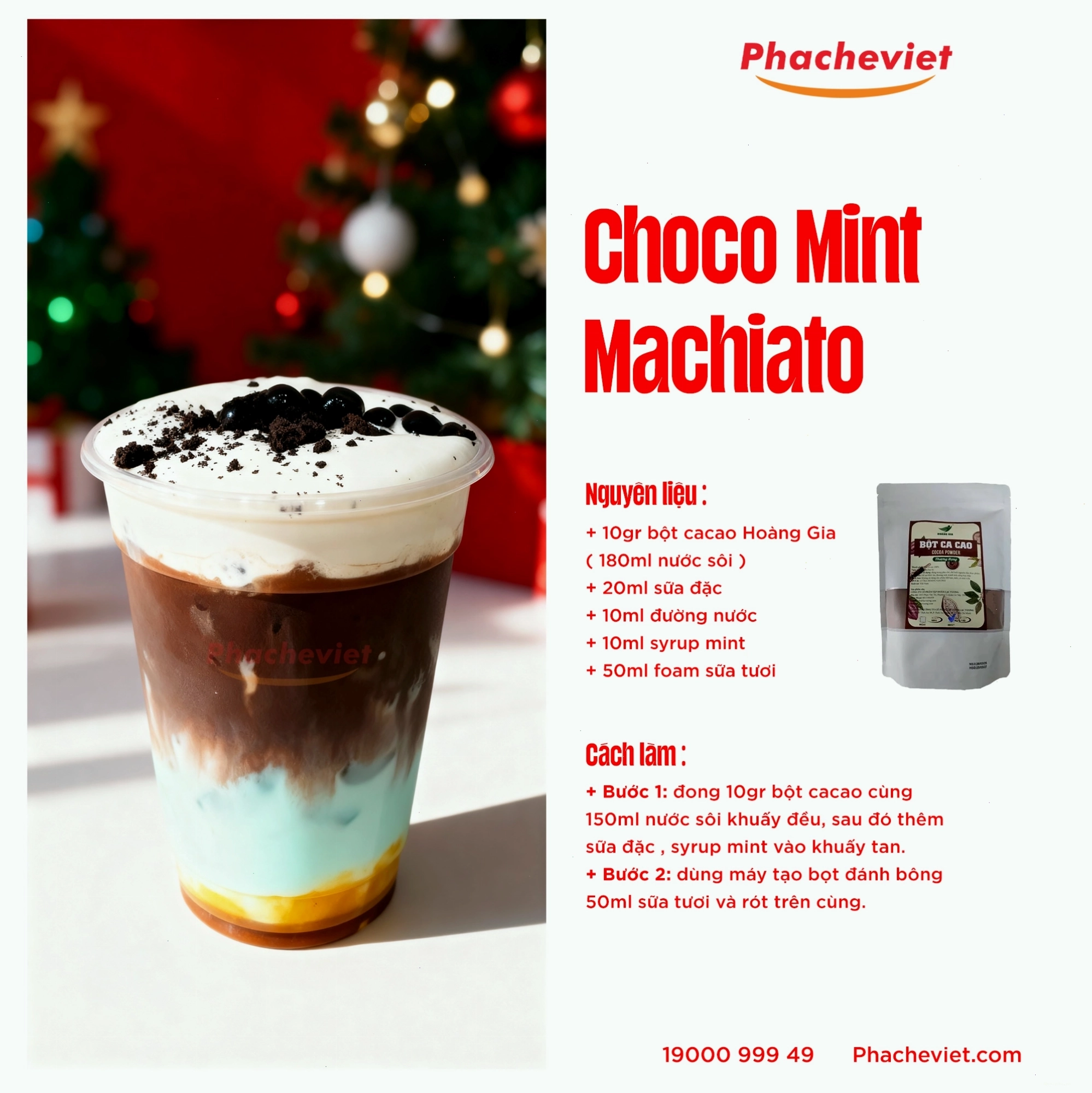 Công thức pha chế Choco Mint Machiato với socola và bạc hà