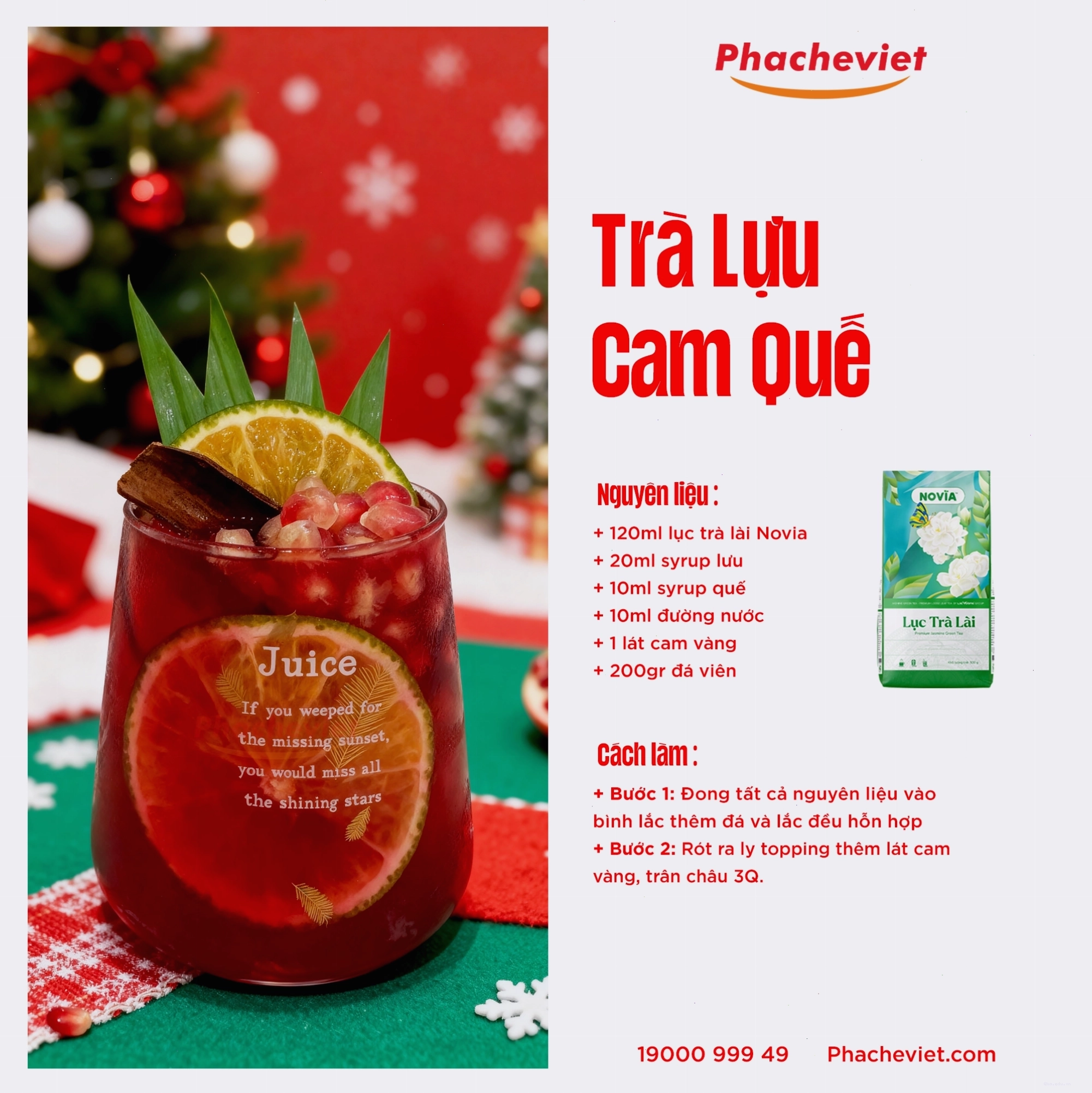 Công thức pha chế Trà Lựu Cam Quế với màu sắc bắt mắt