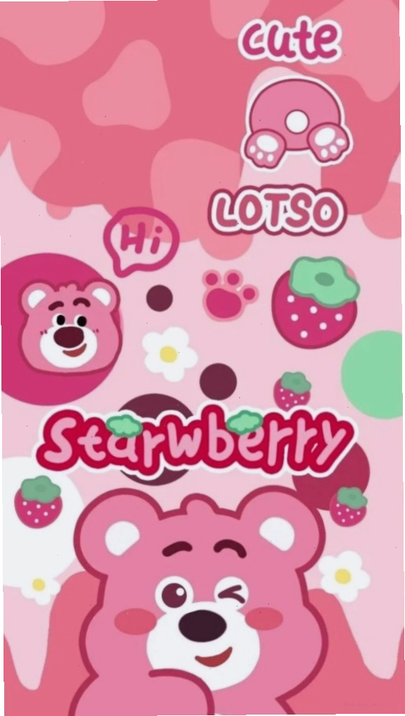 Gấu dâu Lotso phong cách sticker màu hồng