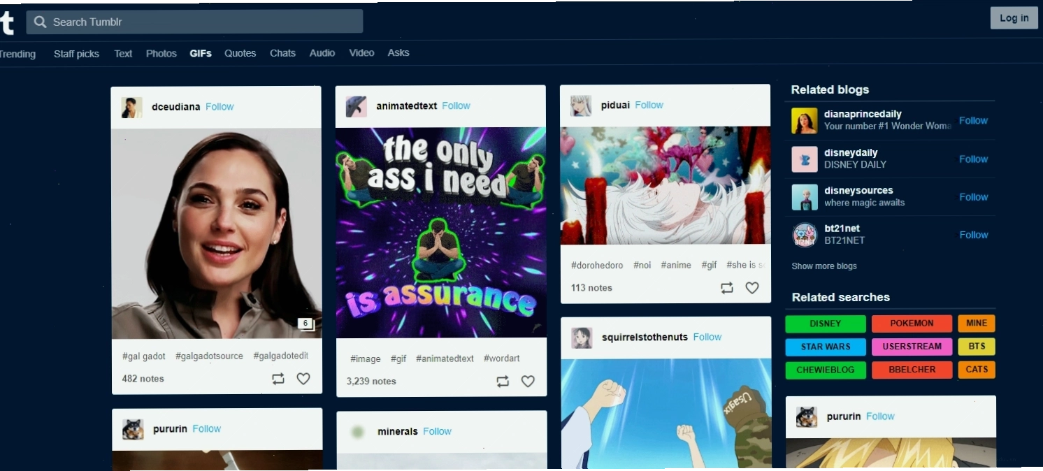 Giao diện tìm kiếm meme trên Tumblr