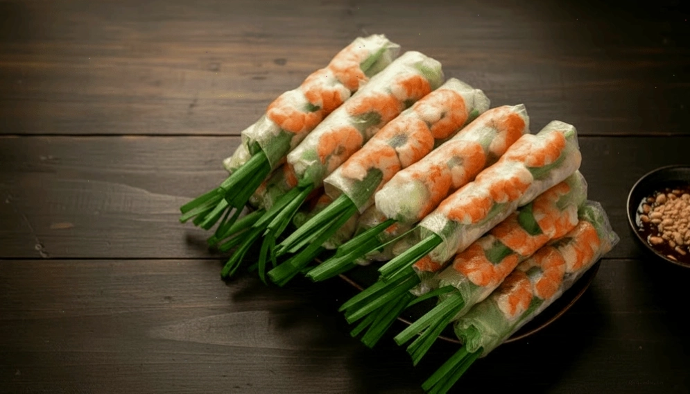 Gỏi cuốn tươi ngon với tôm, thịt và rau sống