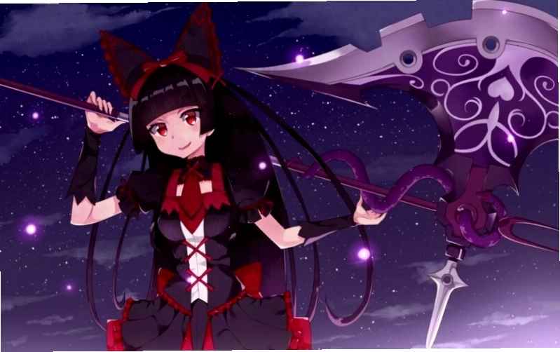 Hình ảnh anime ác quỷ cầm vũ khí, toát lên vẻ nguy hiểm và quyền lực