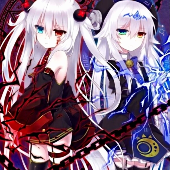 Hình ảnh anime ác quỷ song sinh, tạo nên sự đối xứng và bí ẩn