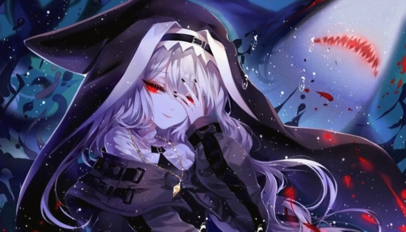 Hình ảnh anime nữ ác quỷ xinh đẹp với đôi mắt sắc bén và trang phục cá tính