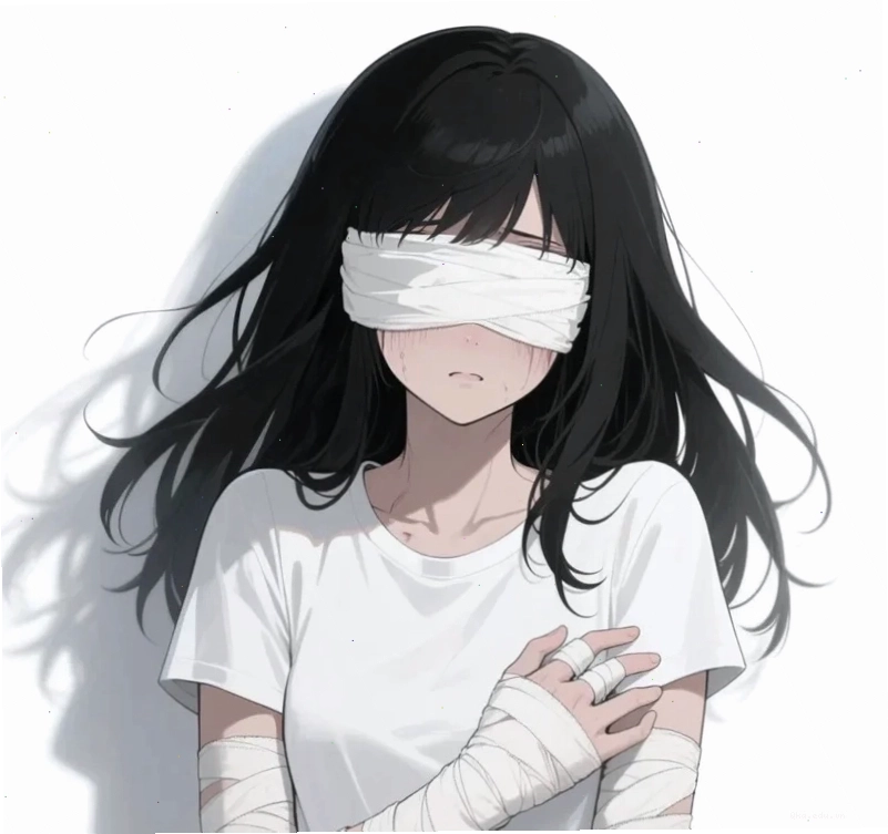 Hình ảnh anime nữ cô đơn trong không gian trắng đen
