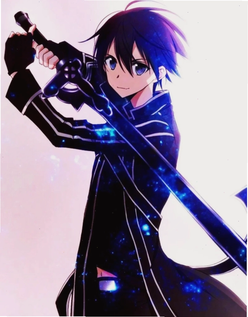 Hình ảnh Kirito trong Sword Art Online với thanh kiếm đen trên tay