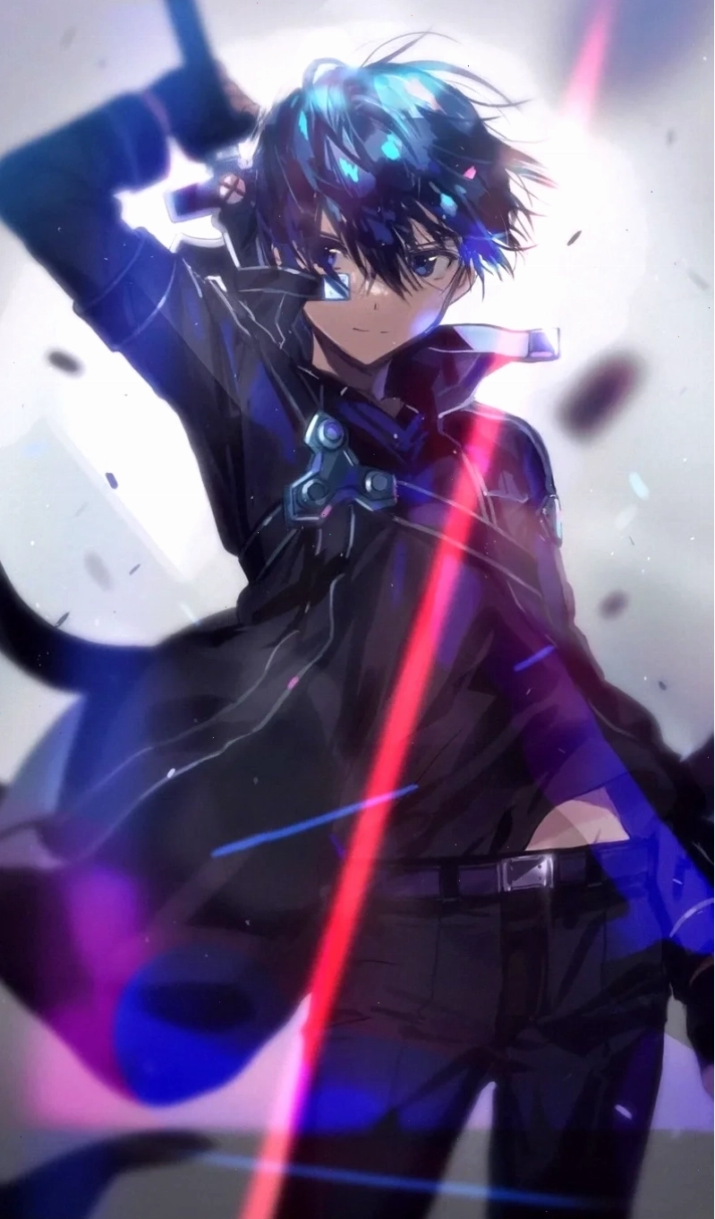 Hình ảnh Kirito với trang phục chiến đấu mạnh mẽ