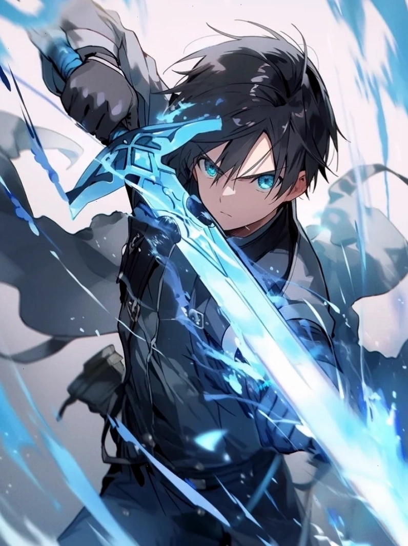 Hình ảnh Kirito với vẻ ngoài ngầu lòi