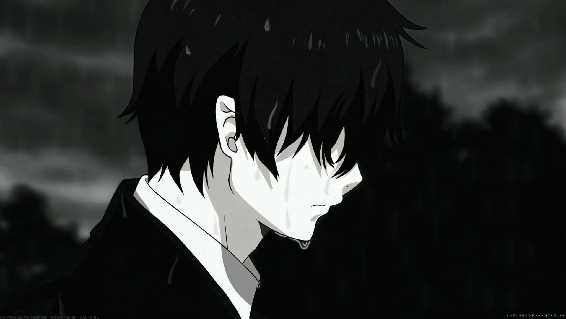 Hình anime trắng đen đẹp với phong cách tối giản