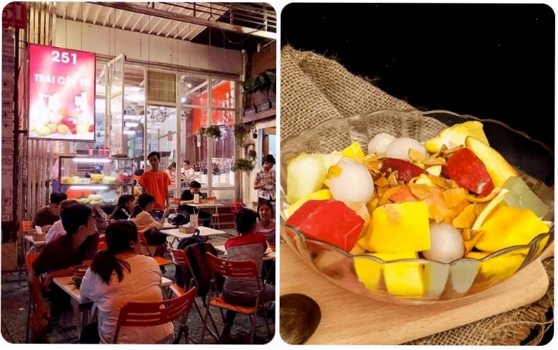 Ly kem bơ mát lạnh và trái cây tô đầy màu sắc