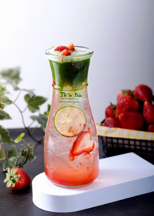 Ly Soda Matcha dâu tươi mát lạnh