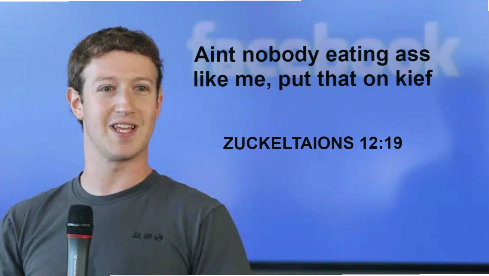 Mark Zuckerberg meme on knees
