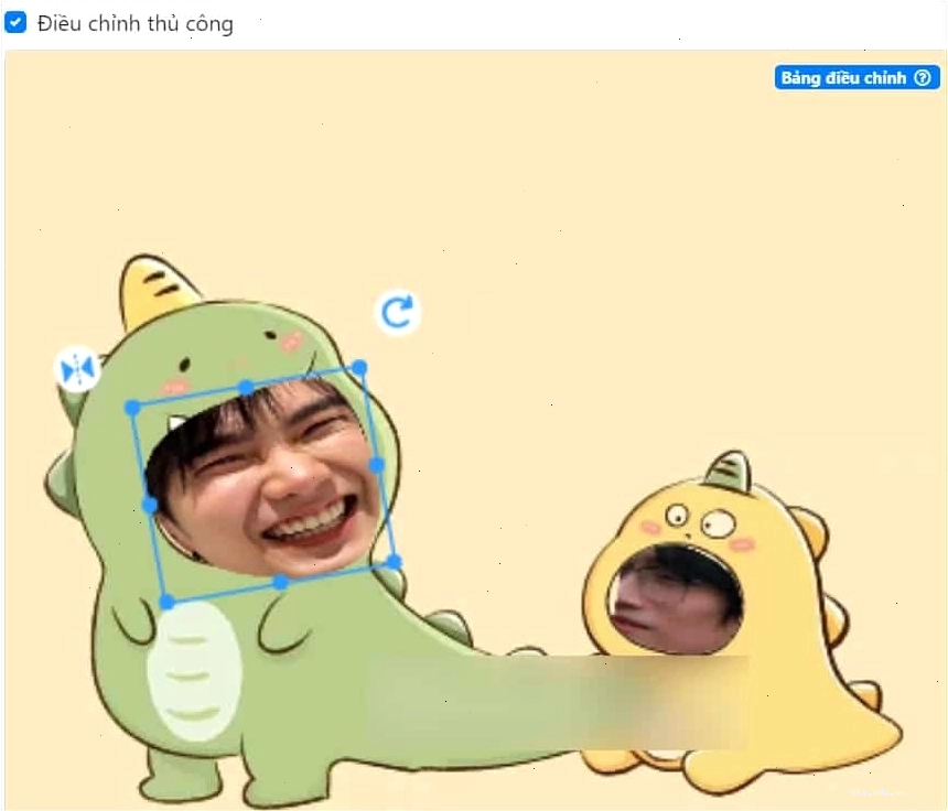 Mẫu avatar khủng long chibi đang được chỉnh sửa