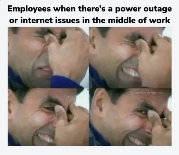 Meme diễn tả sự giả vờ buồn bã khi mất điện
