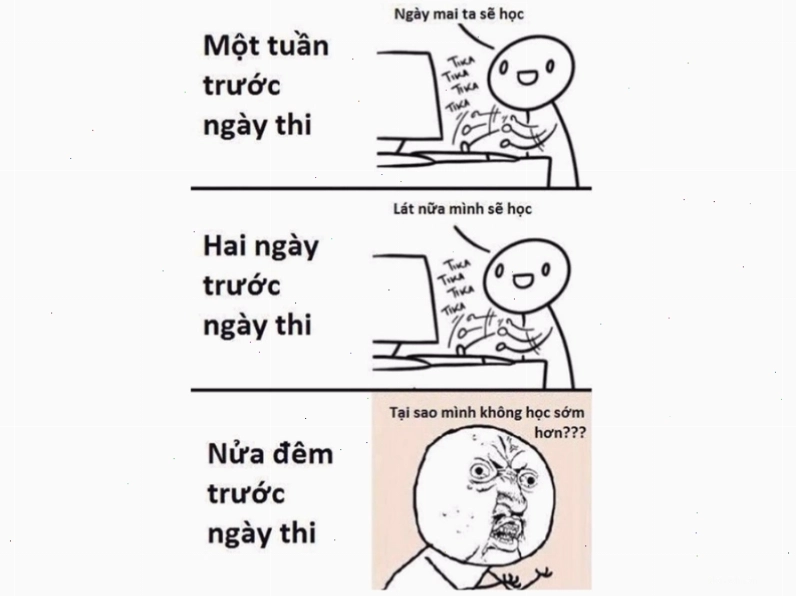 Meme "ôn tập trước ngày thi"