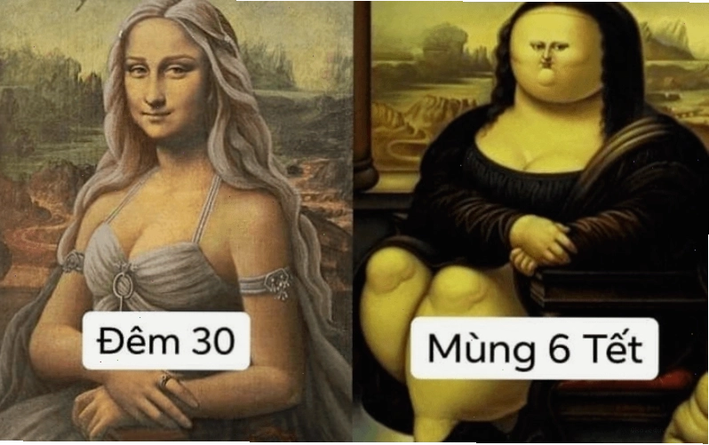 Meme Tết hài hước chủ đề tăng cân