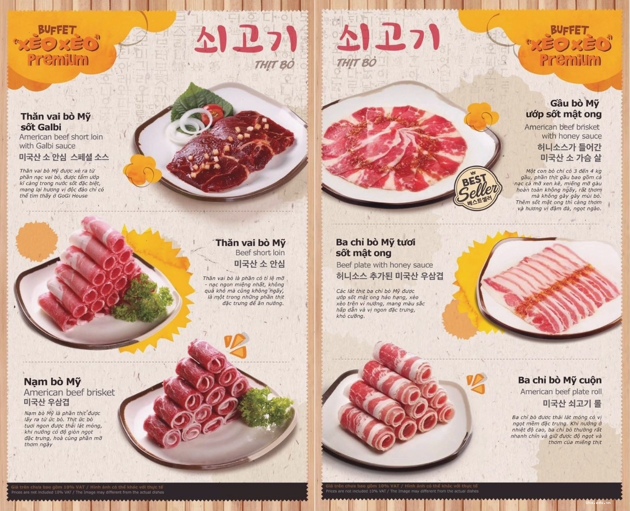 Menu các món thịt bò tại GoGi House
