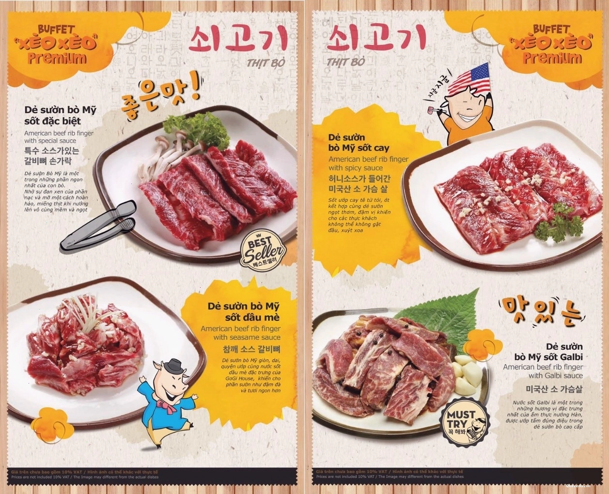 Menu dẻ sườn bò tại GoGi House