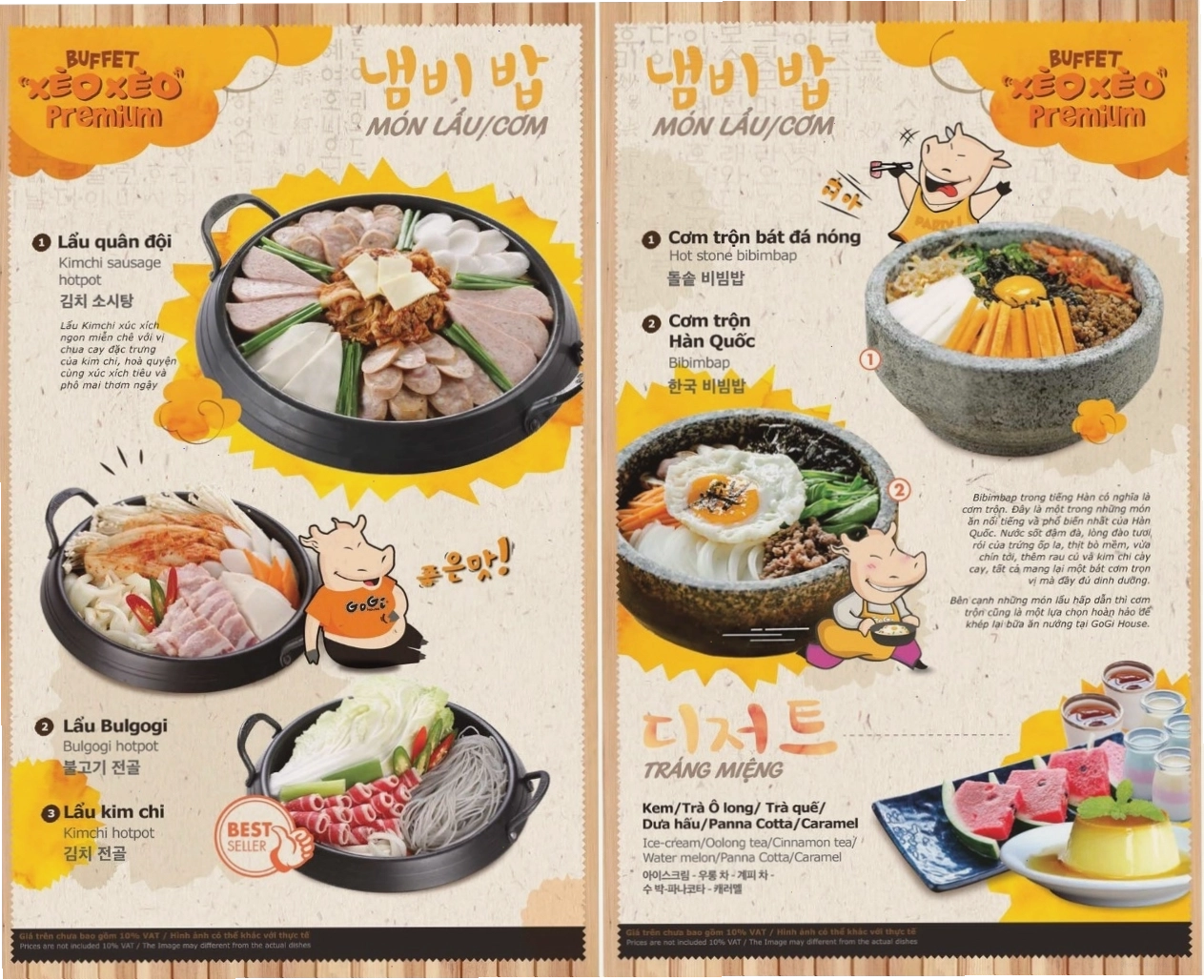 Menu lẩu tại GoGi House